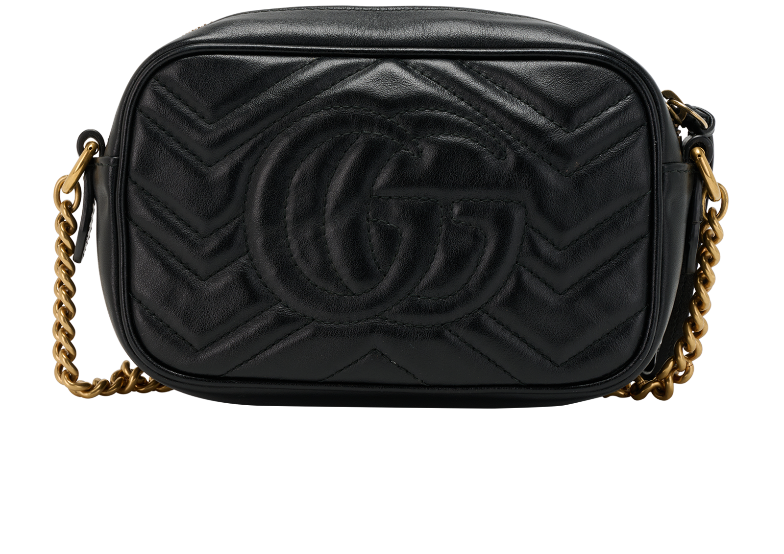 Mini GG Marmont Camera Bag, &pound;550, Handbags, Black, Leather, Back view